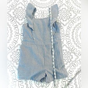 LIKE NEW Pink Lily Striped Romper Blue & White - Kids Size 9/10